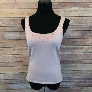 Neiman Marcus pink embellished sweater tank